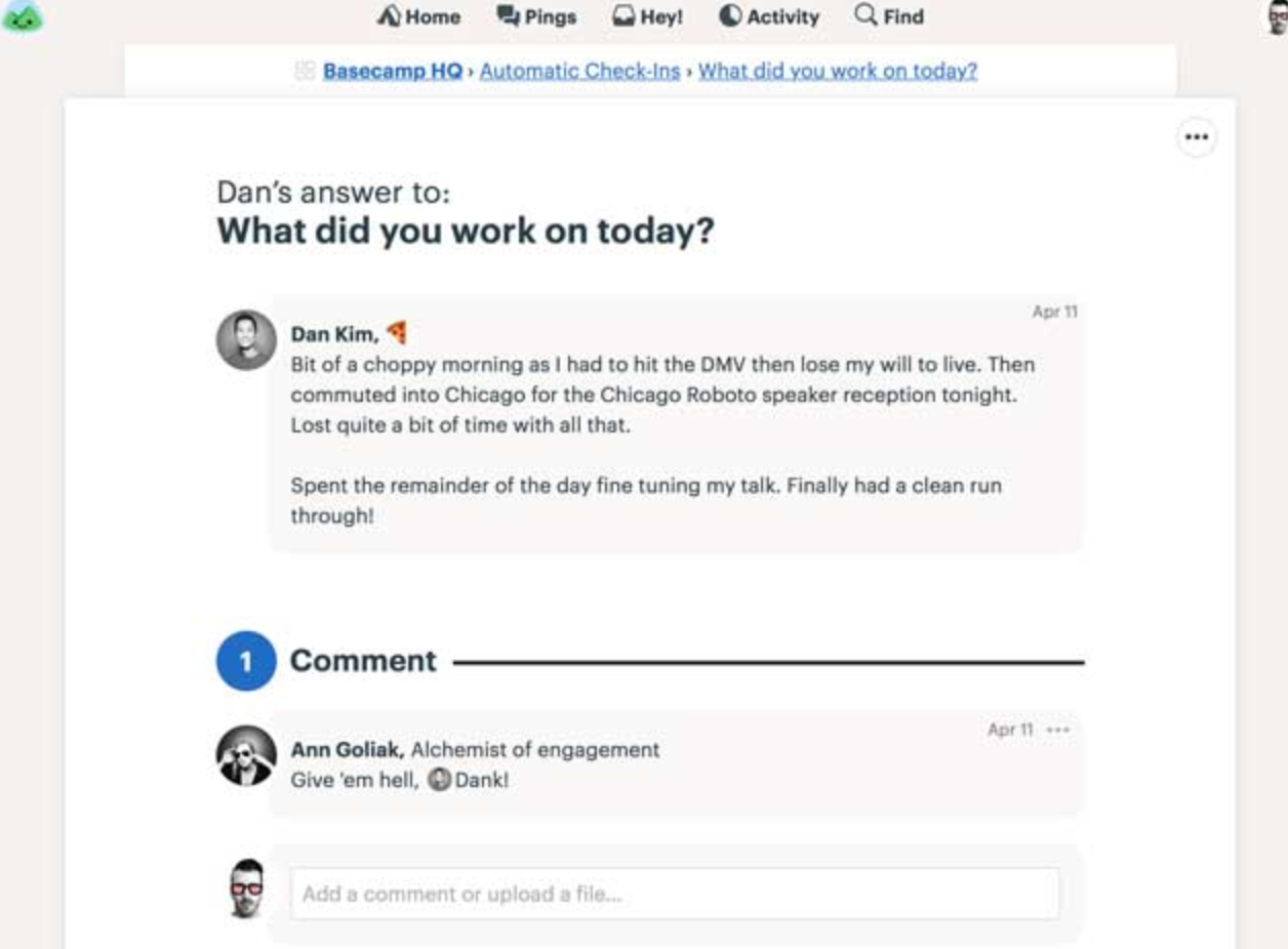 Basecamp checkin