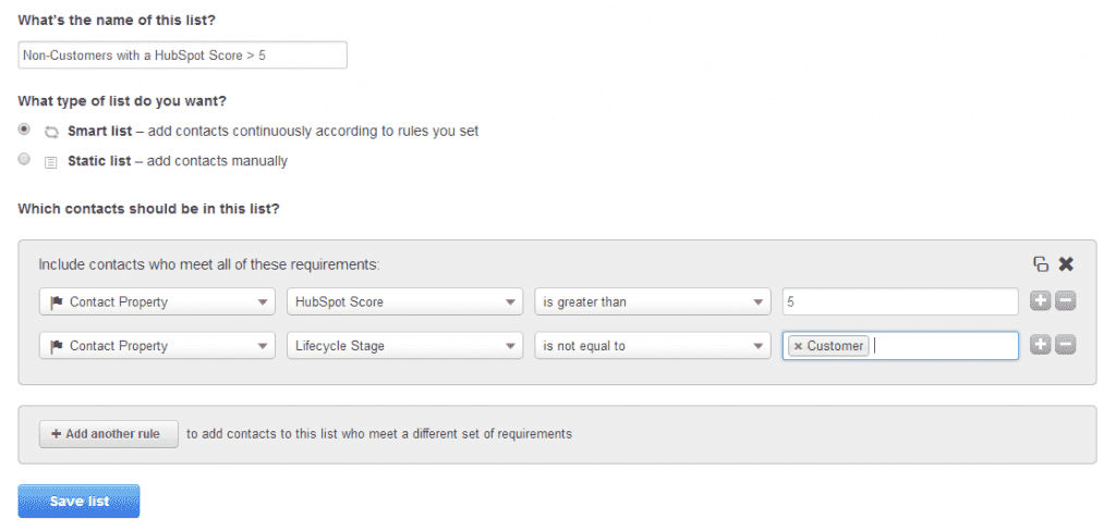 hubspot smart lists